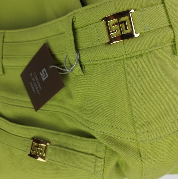 New St. John Green Classic 5 Pocket Marie Sport Slight Flare Women's Pan… - Picture 2 of 16